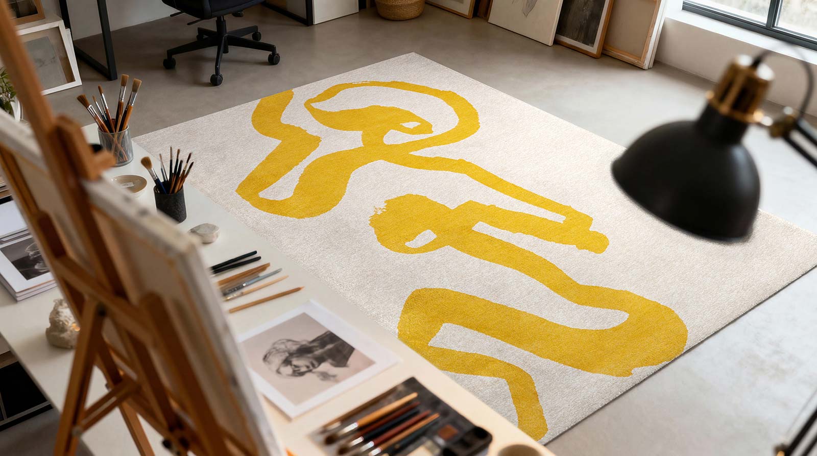 Louis De Poortere tapis Craft 2084 Ribbon Pure Yellow interior 2